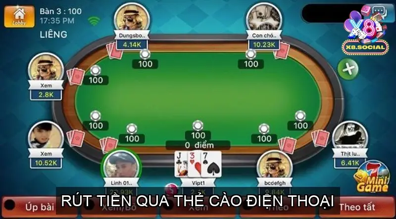 Rút Tiền X8 Qua Thẻ Cào Điện Thoại